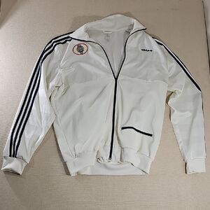 Adidas Men's Cream Zip-Up Sweater with Black Details